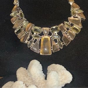 Stunning Fluorite + Green Amethyst statement cluster necklace